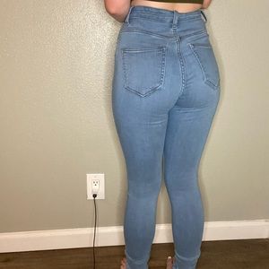 Light wash blue jeans